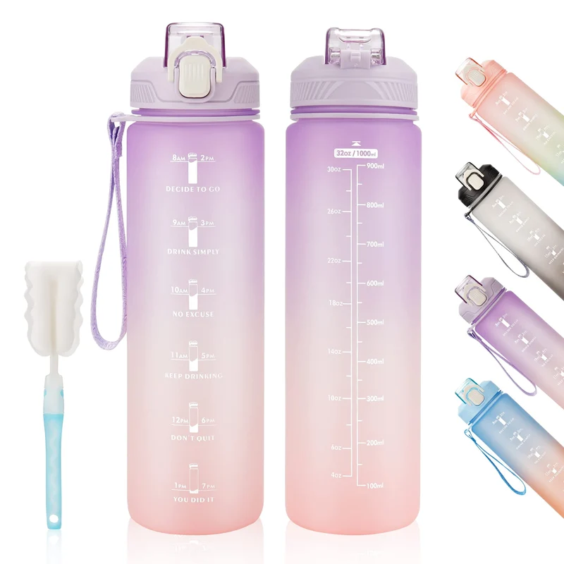 YC Kitchen Trinkflasche 1L – Wasserflasche 1L, auslaufsichere und BPA-freie Trinkflasche sport - Was