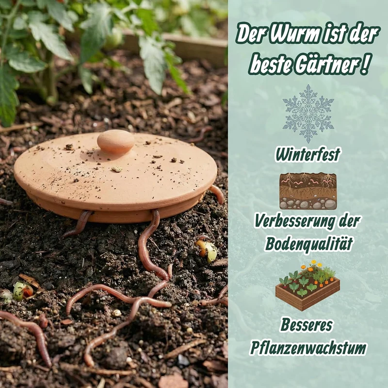Relaxdays Wurmkomposter zum Eingraben, 5 L, Wurmturm für Küchenabfälle, Deckel, Komposter Garten & B