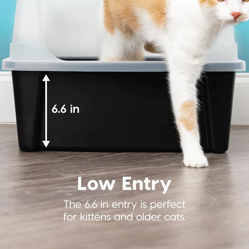 Iris Ohyama, XXL Katzenklo, Katzentoilette Hoher Rand, Schwarz, Grosses Katzenklo, Abnehmbare Ränder