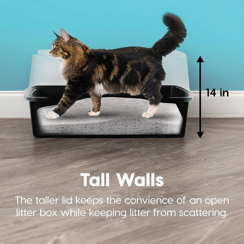 Iris Ohyama, XXL Katzenklo, Katzentoilette Hoher Rand, Schwarz, Grosses Katzenklo, Abnehmbare Ränder