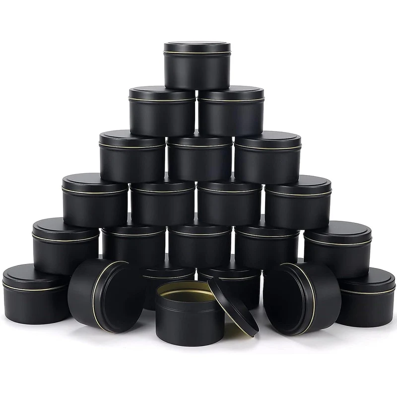 24 Stück Kerzendosen, 120ml Kerzenbehälter, Mini Candle Making Jars Schwarz, Runde Kerzengläser, Ker