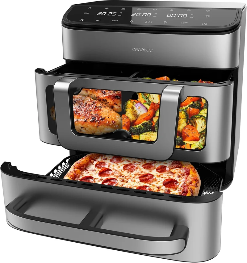 Cecotec Cecofry FoodCourt 18000 4Pizza Air Fryer 18 l Air Fryer 18000 4Pizza 2700 W, Backofen 30 cm,