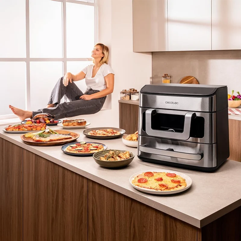 Cecotec Cecofry FoodCourt 18000 4Pizza Air Fryer 18 l Air Fryer 18000 4Pizza 2700 W, Backofen 30 cm,