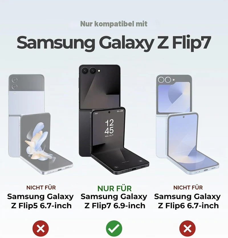 Dexnor Kompatibel mit Samsung Galaxy Z Flip 7 Hülle (2025) mit Dual Kickstands & Auto-Close Scharnie