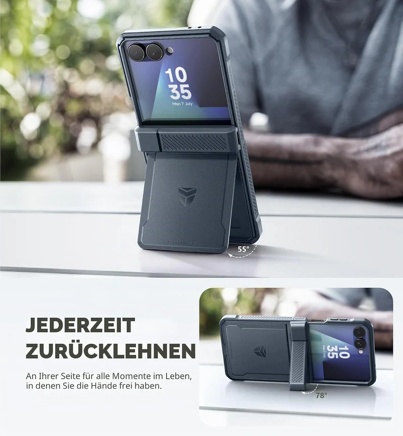 Dexnor Kompatibel mit Samsung Galaxy Z Flip 7 Hülle (2025) mit Dual Kickstands & Auto-Close Scharnie