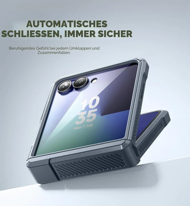Dexnor Kompatibel mit Samsung Galaxy Z Flip 7 Hülle (2025) mit Dual Kickstands & Auto-Close Scharnie