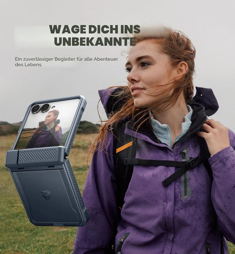 Dexnor Kompatibel mit Samsung Galaxy Z Flip 7 Hülle (2025) mit Dual Kickstands & Auto-Close Scharnie