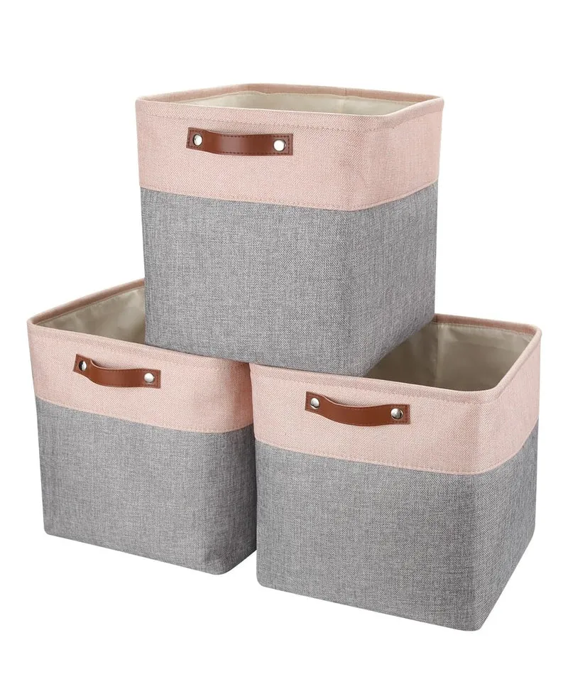 Mangata 25|28|30|33cm Aufbewahrungsbox Stoff, Aufbewahrungskorb für Regal, Korb Aufbewahrung, 3-er P