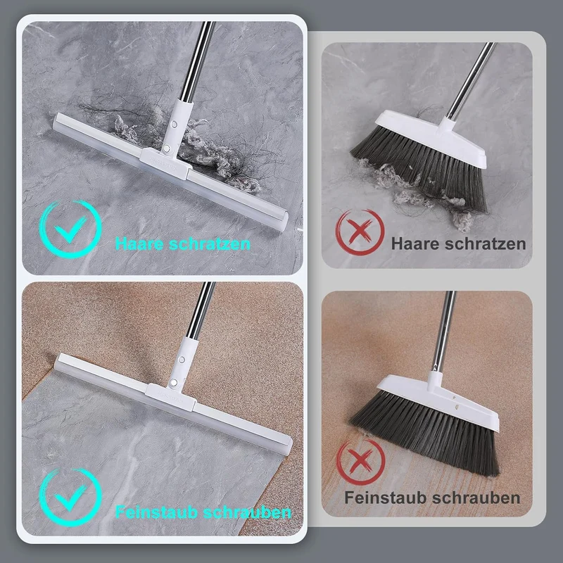 Gummiabzieher für den Boden, 157,5 cm Langer Griff, Fensterabzieher, Silikon-Tierhaarentferner, magi