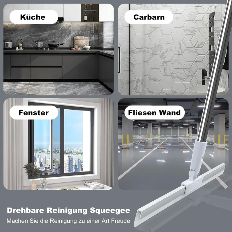 Gummiabzieher für den Boden, 157,5 cm Langer Griff, Fensterabzieher, Silikon-Tierhaarentferner, magi