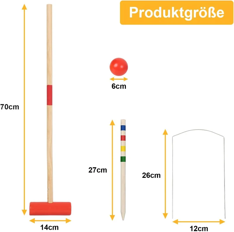 Krocket Spiel, 2-4 Spieler Croquet Set, Krocketspiel Kinder Erwachsene Holzspielzeug, Outdoor Famili
