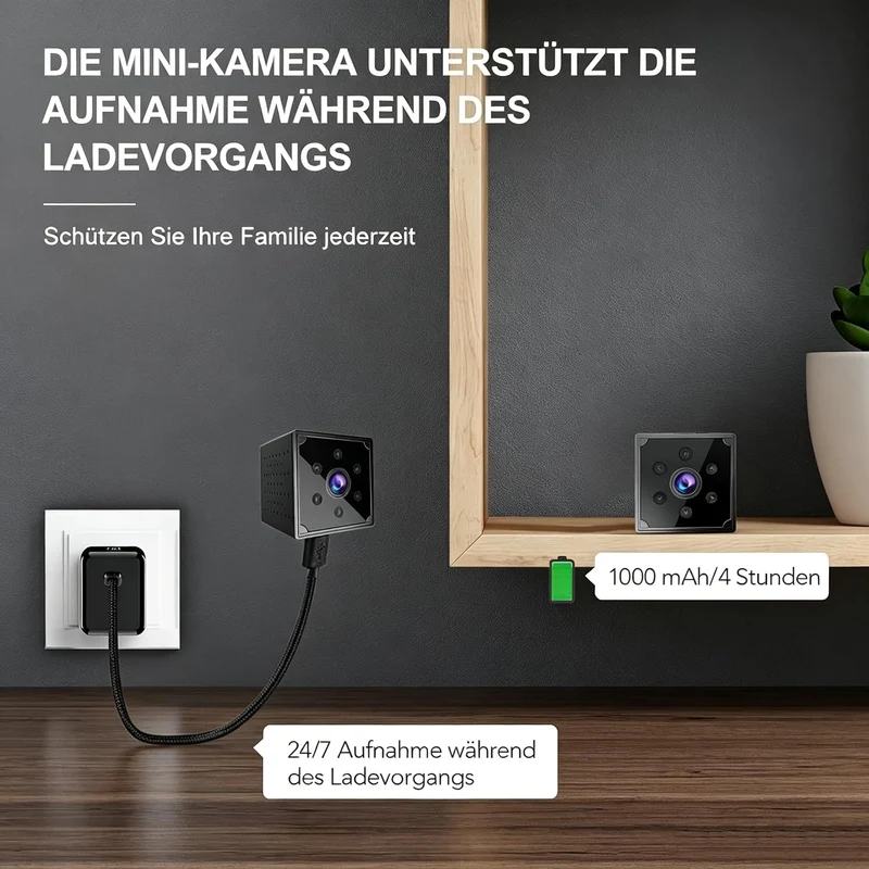 AOBOCAM Mini Kamera WLAN 1080P mit Cloud-Speicher – 150° Weitwinkel, kabellose Innenkamera mit Beweg