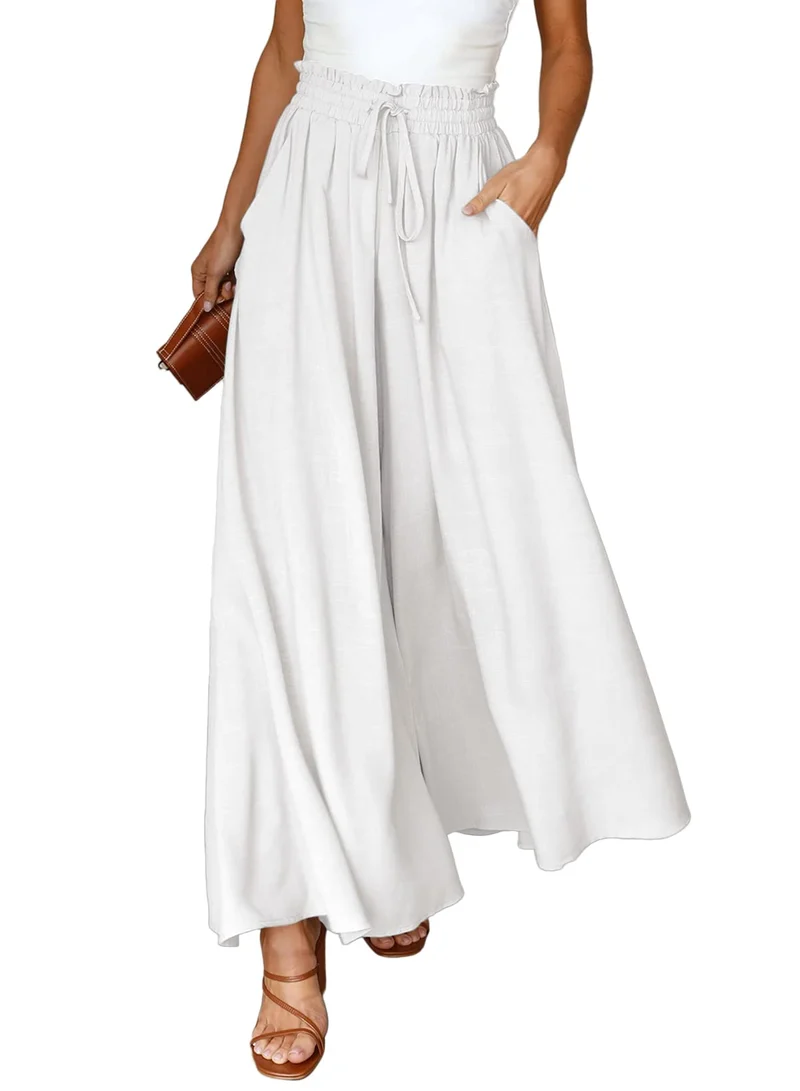 Dokotoo Sommerhose Damen Leicht Palazzo Hose Elegant Sommer High Waist Baggy Leinenhose Freizeithose