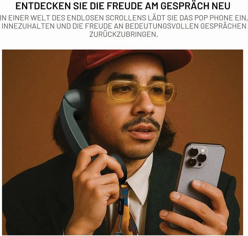 Native Union Pop Phone – Retro-Telefonhörer mit Mikrofon & Lautsprecher, USB-C für iPhone, iPad, Lap