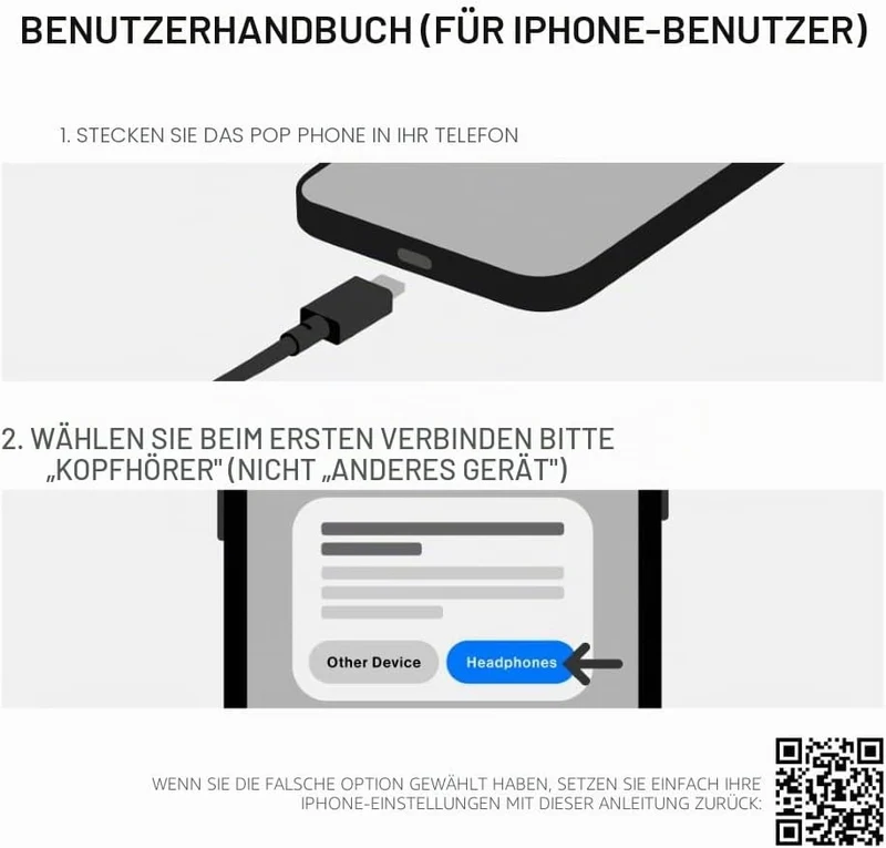 Native Union Pop Phone – Retro-Telefonhörer mit Mikrofon & Lautsprecher, USB-C für iPhone, iPad, Lap