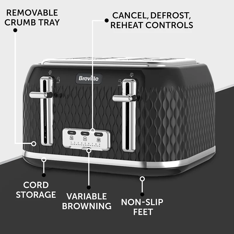 Breville VKT017 Curve Wasserkocher, 3000 W, 1,7 Liter (schwarz) 1.7 Liter Schwarz, 1.7 Liter Schwarz