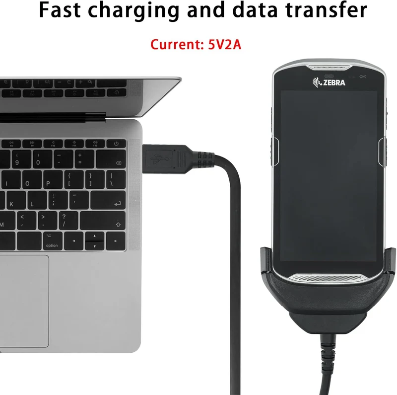 TC51 Ladegerät, Scanner-Ladekabel für Zebra TC51 TC510K TC52 TC56 TC57,5V2A mit 1,8 m langem Kabel,