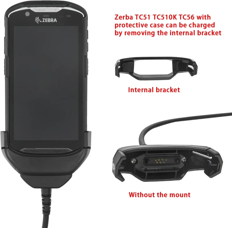 TC51 Ladegerät, Scanner-Ladekabel für Zebra TC51 TC510K TC52 TC56 TC57,5V2A mit 1,8 m langem Kabel,