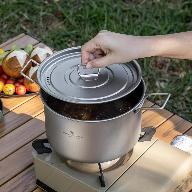 Boundless Voyage Titan Camping Kochgeschirr Mess Kit Faltbares Kochtopf-Set und Wasserkocher für Ruc