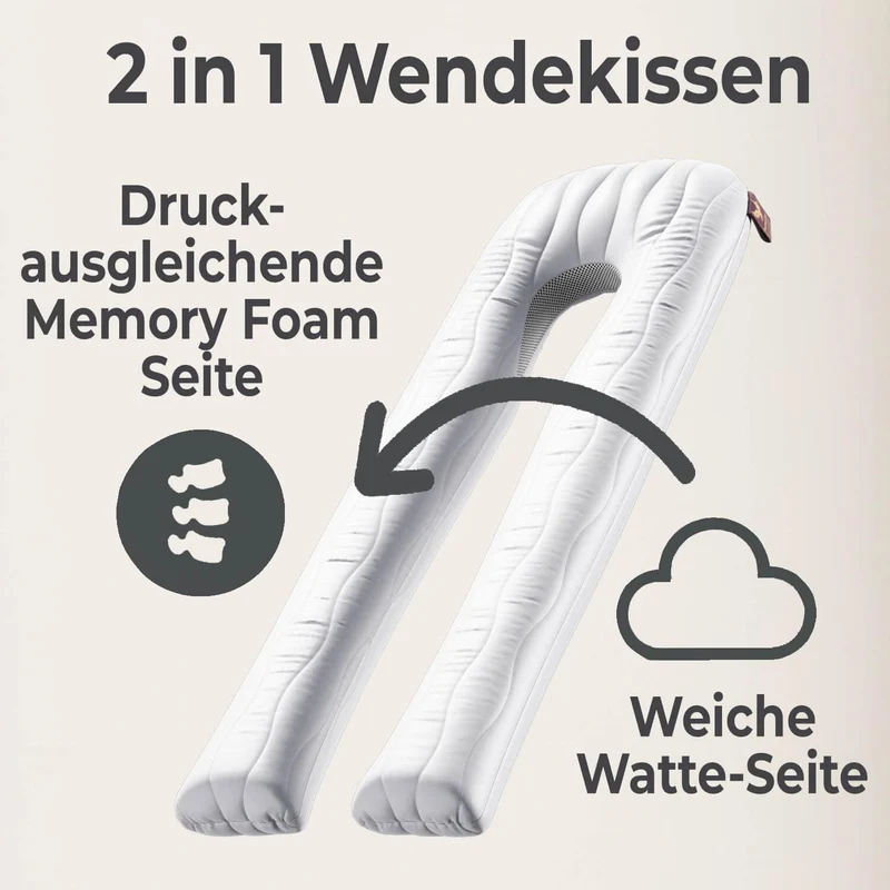 Traumreiter Seitenschläferkissen Visco XXL langes & hohes Hybrid Wendekissen mit Memory Foam [orthop