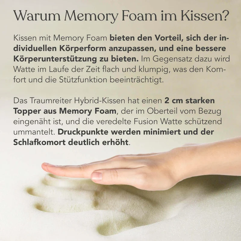 Traumreiter Seitenschläferkissen Visco XXL langes & hohes Hybrid Wendekissen mit Memory Foam [orthop