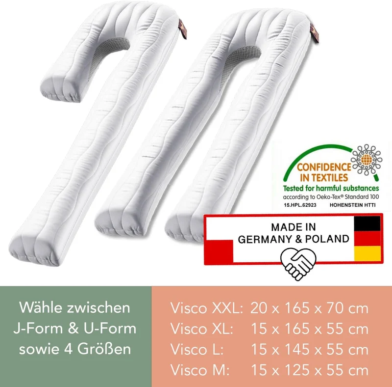 Traumreiter Seitenschläferkissen Visco XXL langes & hohes Hybrid Wendekissen mit Memory Foam [orthop