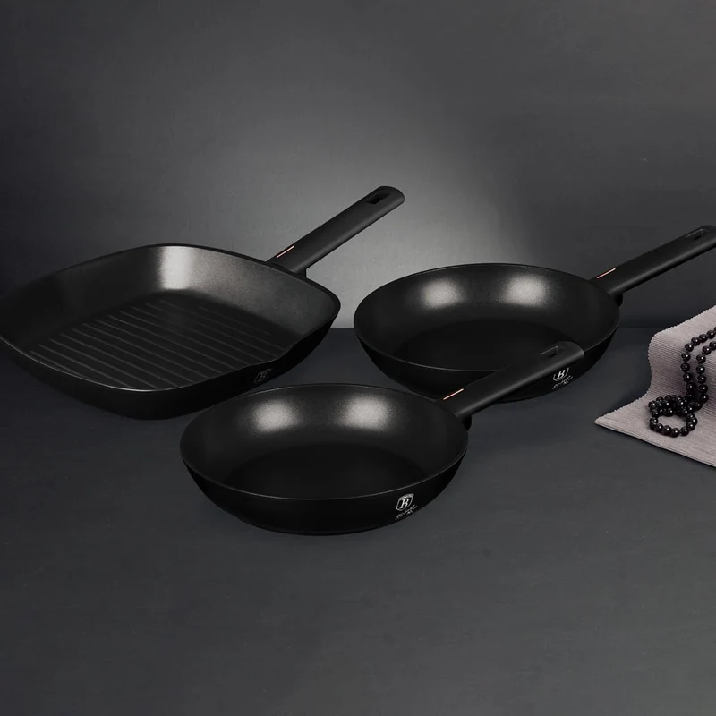 trends4cents Berlinger Haus BH/7096 Monaco Collection Bratpfannen Set 3 tlg. in schwarz Grillpfanne