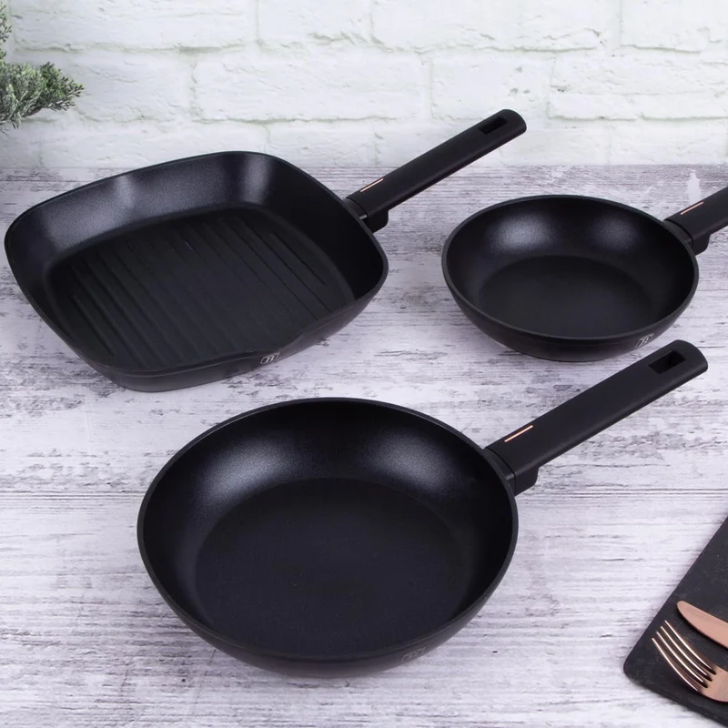 trends4cents Berlinger Haus BH/7096 Monaco Collection Bratpfannen Set 3 tlg. in schwarz Grillpfanne