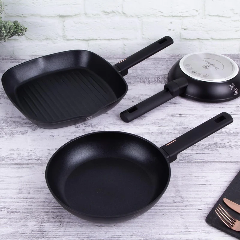 trends4cents Berlinger Haus BH/7096 Monaco Collection Bratpfannen Set 3 tlg. in schwarz Grillpfanne