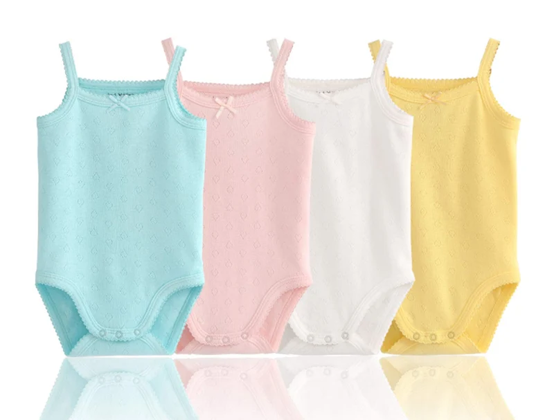 ärmelloses Tanktop, Body, für Babys, Mädchen, aus Baumwolle, 3er-Pack Strampler 6-9 Monate 4er-Pack