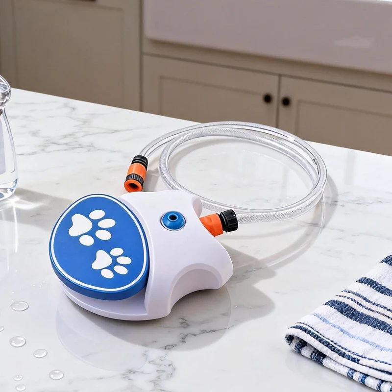 Wasserbrunnenspielzeug für Hunde, mit 162 cm langem Schlauch, interaktiver Spender, Hunde-Wasserspri