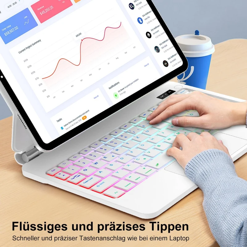 JADEMALL Magic Keyboard for iPad Air 11" M4 2026/M3 2025/M2 2024 - Deutsches QWERTZ Layout Floating