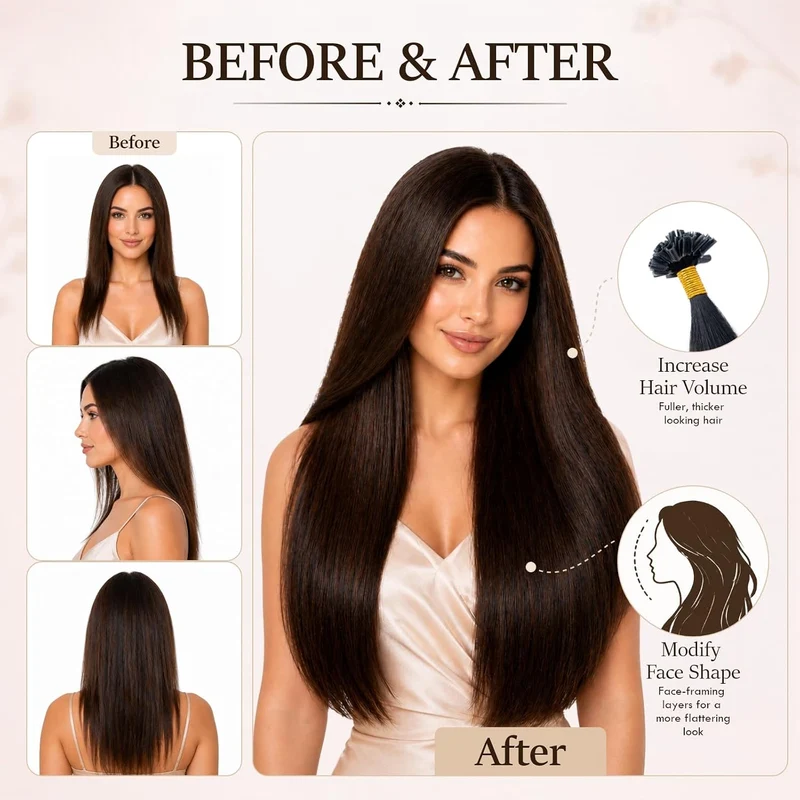 Rich Choices Bonding Extensions Echthaar Haarverlängerung keratin bondings U Tip Hot Fusion Remy Ech