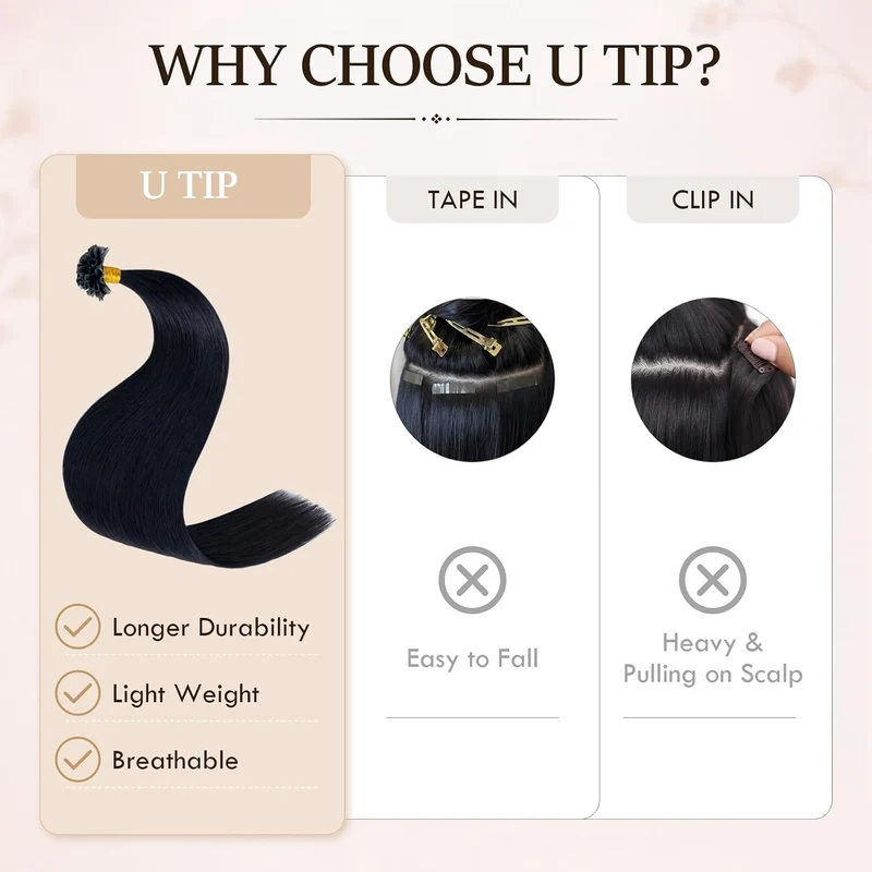 Rich Choices Bonding Extensions Echthaar Haarverlängerung keratin bondings U Tip Hot Fusion Remy Ech