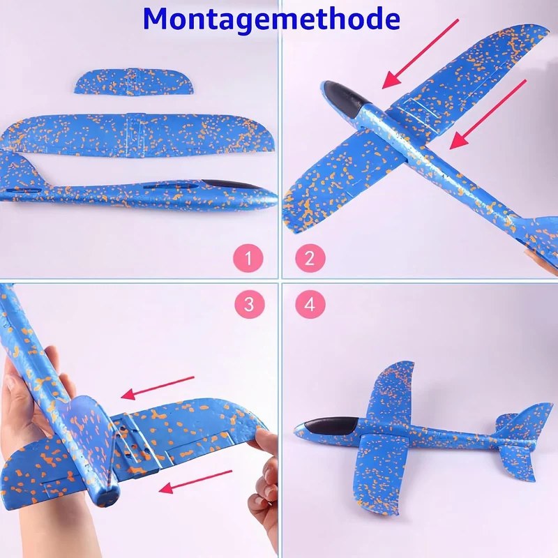 Luthando 4 Stück Styropor Flugzeuge Kinder - Styroporflieger Flieger Wurfgleiter, 38cm Styroporflieg