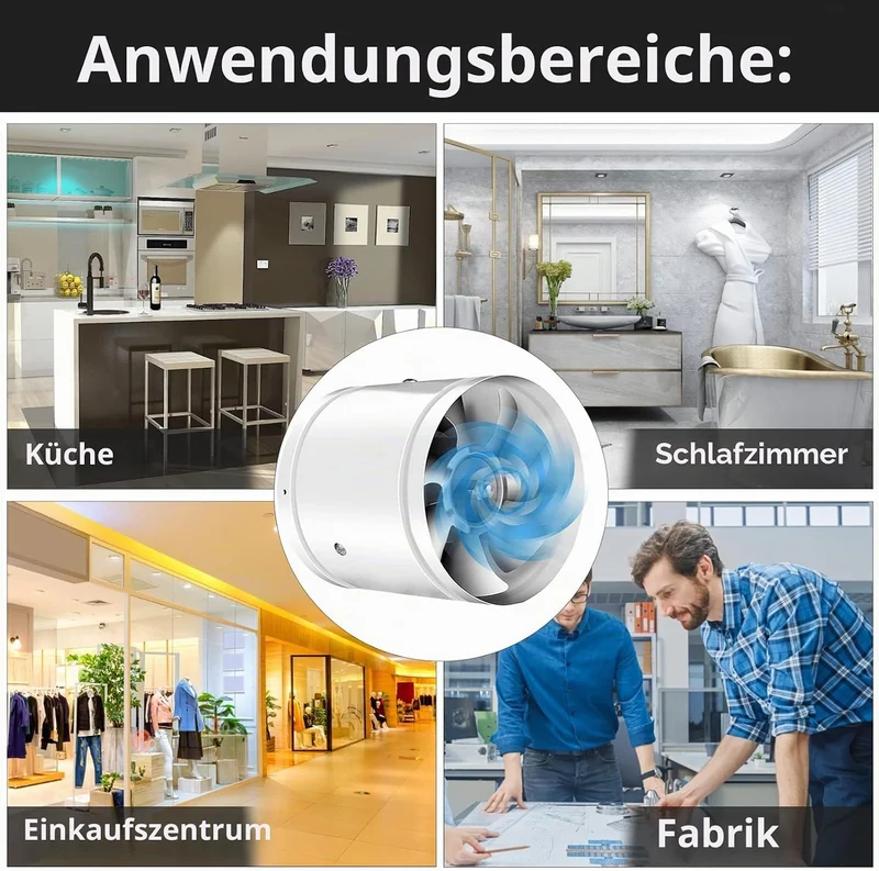 Axialer Rohrventilator Ø200mm, Abluftventilator Ø200mm Zuluft/Abluft, 25W Für Bad, WC, Küche, Gewäch