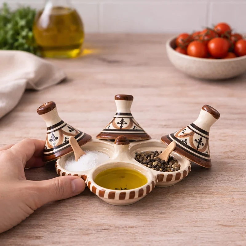 Safi Mini-Tajine Gewürzständer aus Keramik Terracotta Marokko - handwerkliche Eleganz 3012250808 Tun