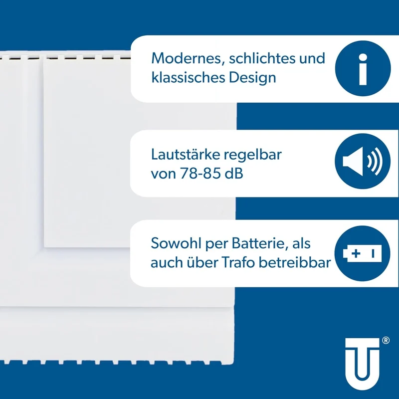 UNITEC Melodien-Gong Big Ben, elektronisch, Lautstärke: 78-85 dB, weiss