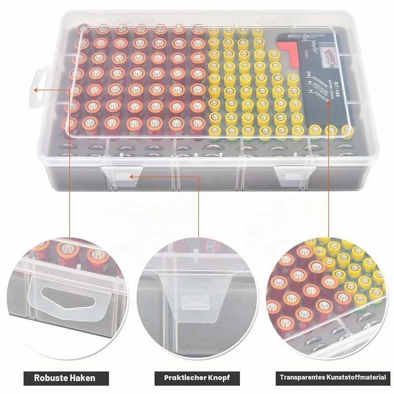 Casmilee Batterie Aufbewahrungsbox, Batteriebox Hält 49 AA & 51 AAA Batterien Mit Batterietester, Ba