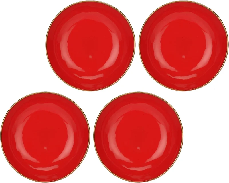 THUN Rose & Tulipani-Set mit 4 tiefen Tellern, Konzert, Koralle, Feinsteinzeug, 21 cm