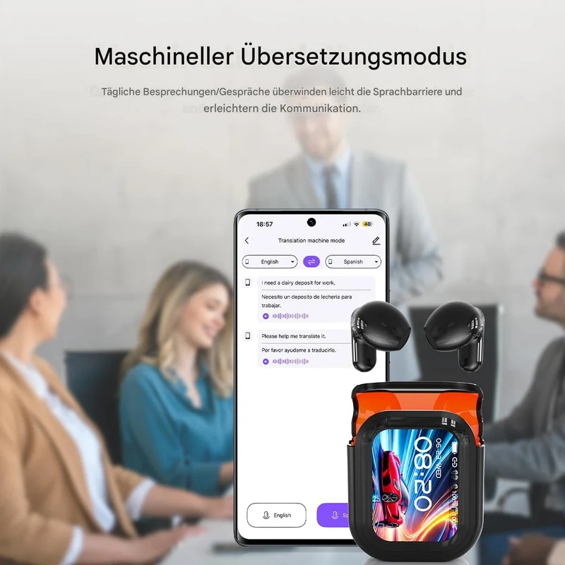 NE20 KI Übersetzungskopfhörer in 165 Sprachen & 7 Mode - Bluetooth 6.0 Sprachübersetzer Kopfhörer Ec