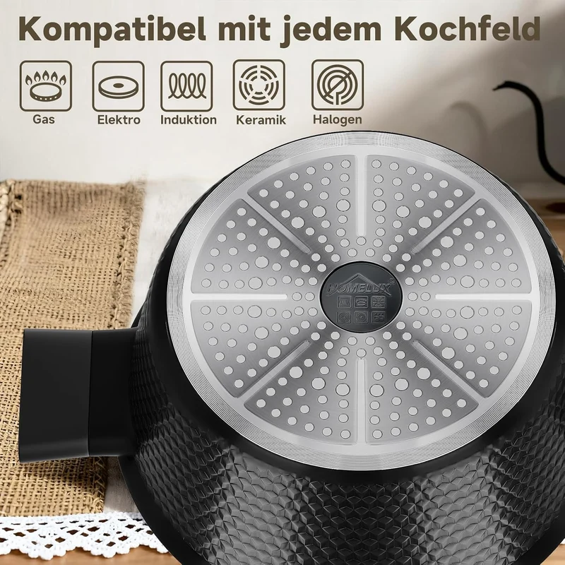 HOMELUX Topfset Induktion 8-teilig, 20/24/28/32cm Kochtopf Set mit Antihaftbeschichtet, Kochtöpfe In