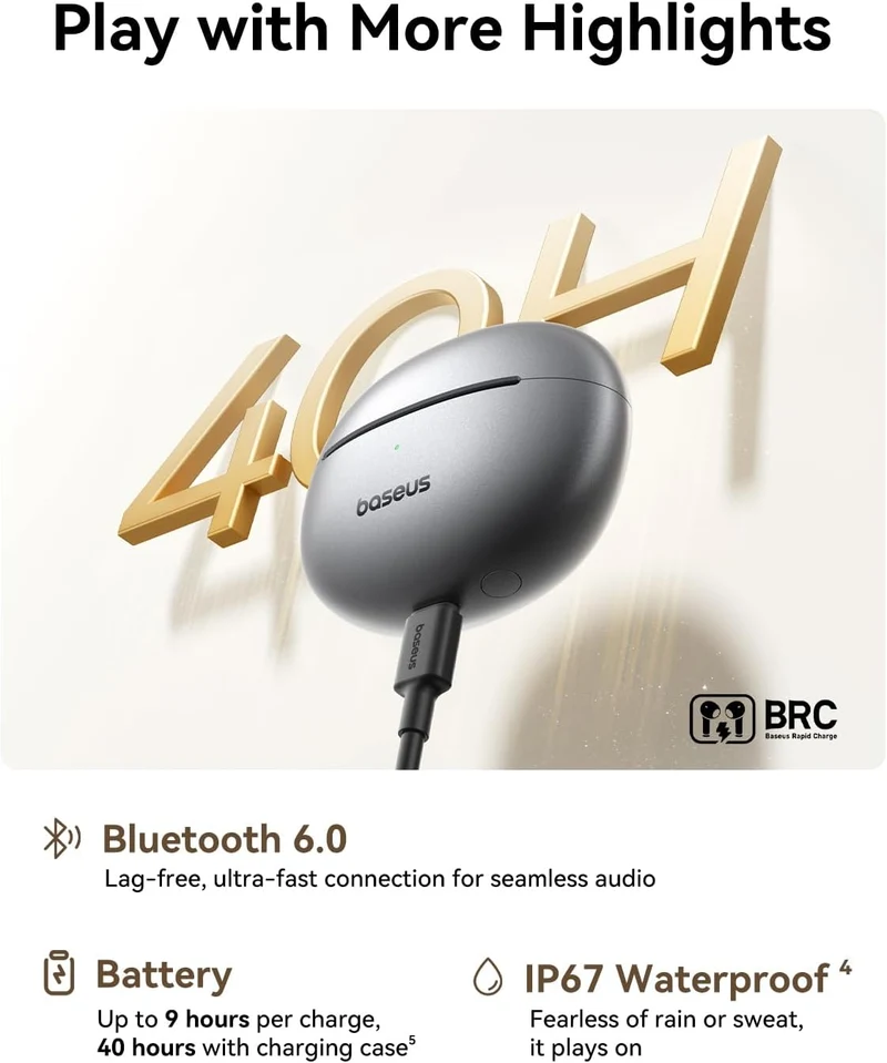 Baseus Bowie MC1 Pro Open Ear Clip-On Kopfhörer, Hi-Res LDAC & HiFi4 Akustischer Sound, 5g Ultraleic