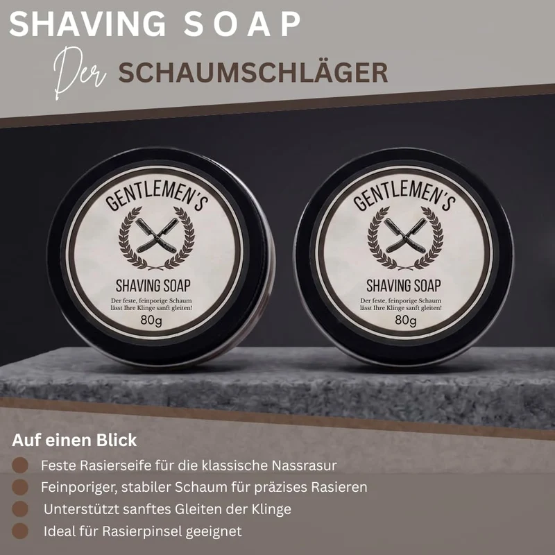 Rasierset Für Manner - Sicherheitsrasierer, Ständer, Schale, Rasierseife, Deo Mouse Creme, Echthaar