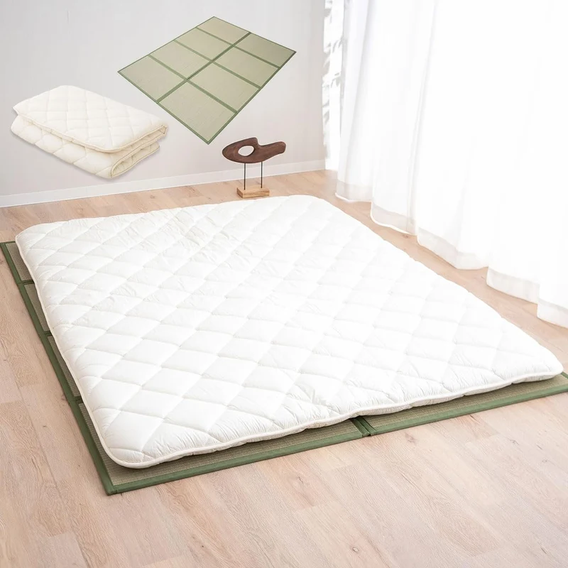 EMOOR Japanische Futon Matratze Premium CLASSE 160 x 200 cm und Faltbare Tatami Matte (Igusa Matratz