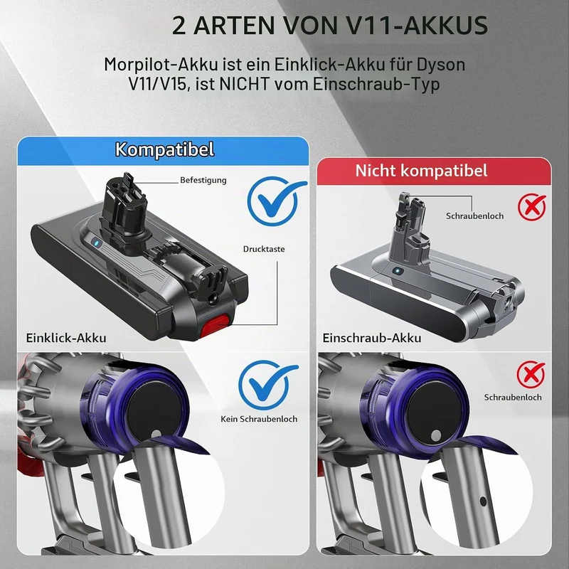 V11 Akku, Morpilot 25.2V 8000mAh Ersatzakku für SV15/SV16/V11 Outsize/Absolute Extra/Absolute Pro/Fl
