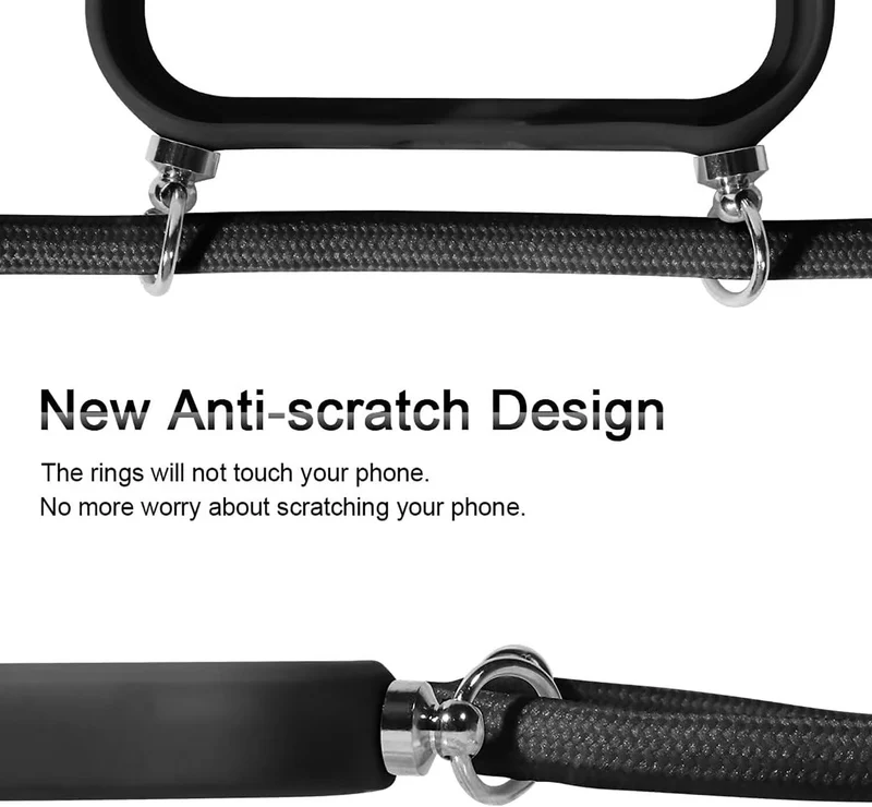 FERLAN Handykette für iPhone 13 Pro Hülle mit Band,Transparent 360 Grad Rundumschutz Schutzhülle mit