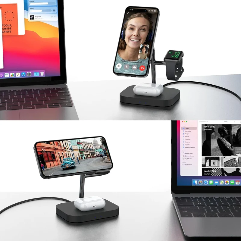 Boaraino Magnetisch Wireless Charger, 3 in 1 Kabellose Ladestation Kompatibel mit iPhone17/16(no Inc