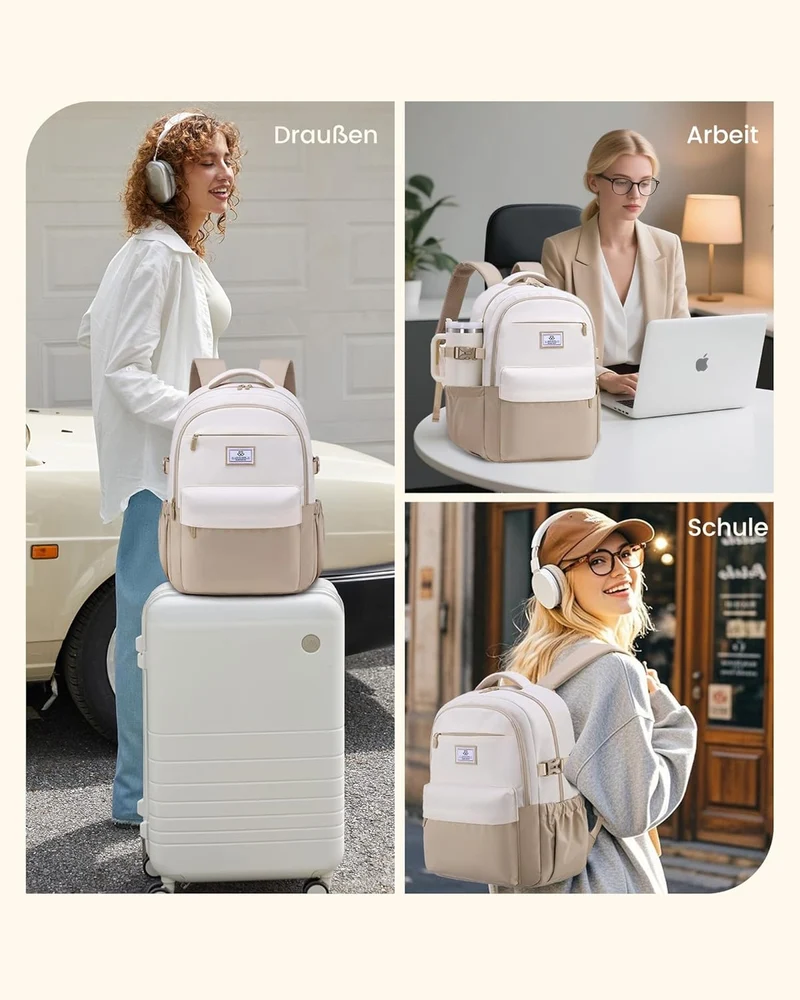 LOVEVOOK Rucksack Damen 15,6 Zoll Laptop Schulrucksack Mädchen Teenager, Wasserdichter Schultasche B