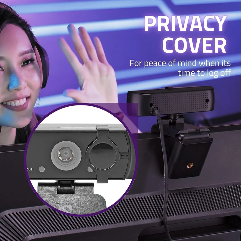 Nedis WCAM120BK Webcam | Full HD@60fps / 4K@30fps | Autofokus | Eingebautes Mikrofon | Schwarz